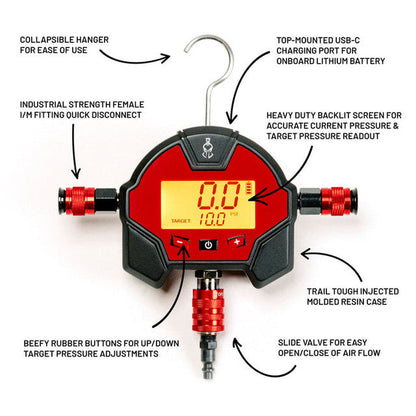 Thor's Lightning TotalControl Hammer Manifold - Automatic 4-Tire Deflator and Inflator Controller (Red)
