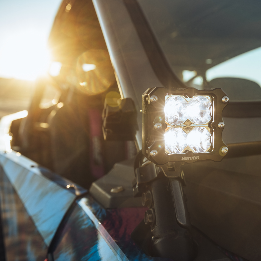 Heretic 6-Series Quattro LED Pod Light - Spot Beam, Clear Lens, Black Bezel