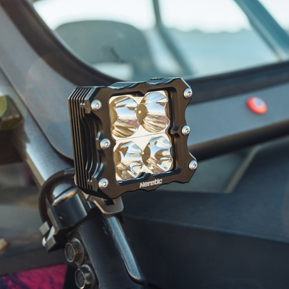 Heretic 6-Series Quattro LED Pod Light - Spot Beam, Clear Lens, Black Bezel