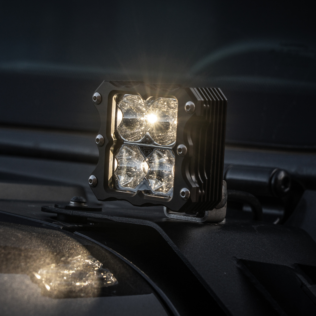 Heretic 6-Series Quattro LED Pod Light - Spot Beam, Clear Lens, Black Bezel