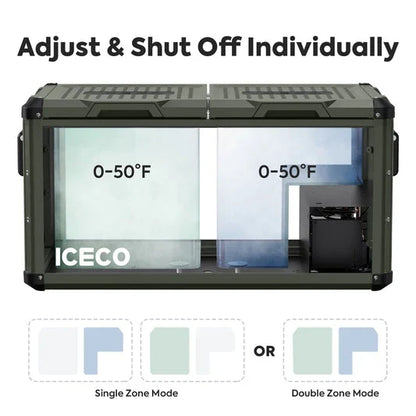 ICECO VL75 Pro Dual Zone 79QT Portable Cooler Olive