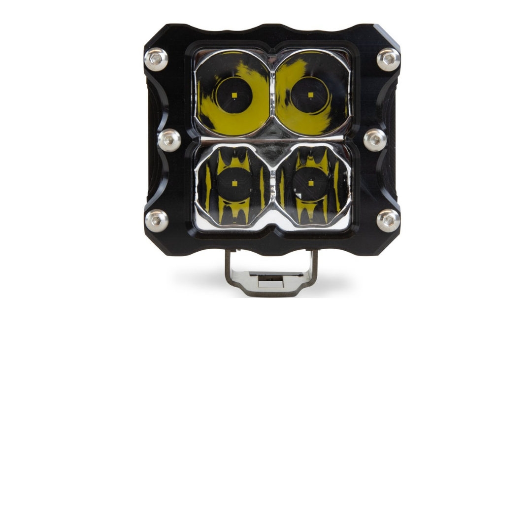 Heretic 6-Series Quattro LED Pod Light - Spot Beam, Clear Lens, Black Bezel