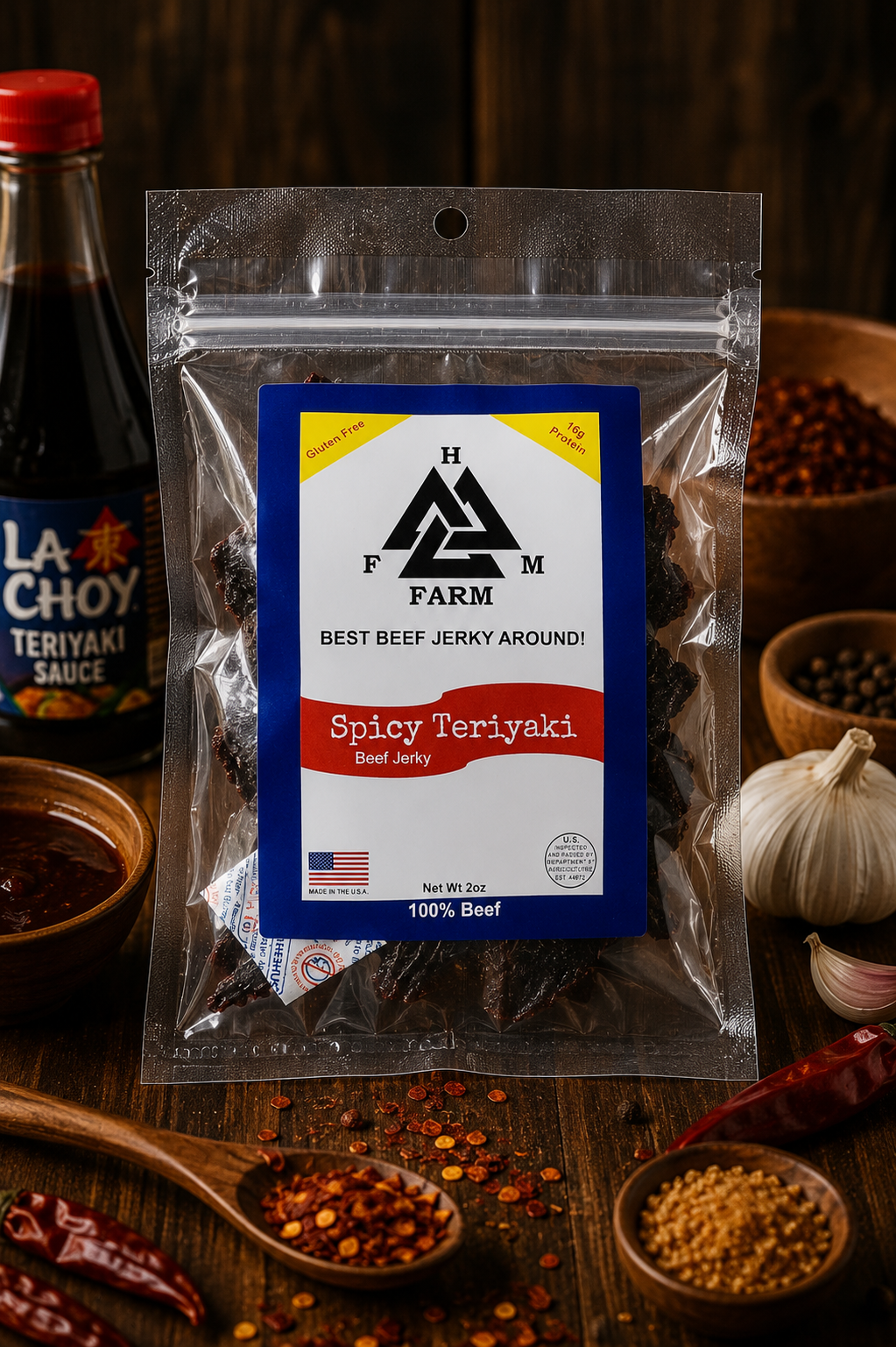 HFM Farm Spicy Teriyaki Beef Jerky