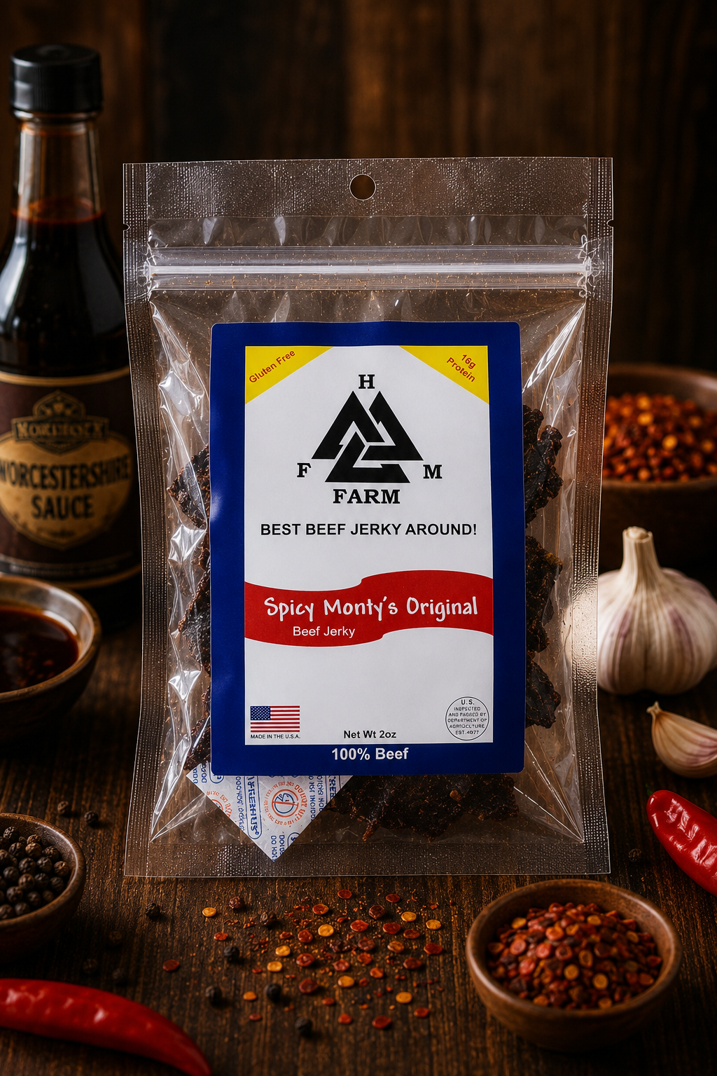 HFM Farm Spicy Monty's Original Beef Jerky