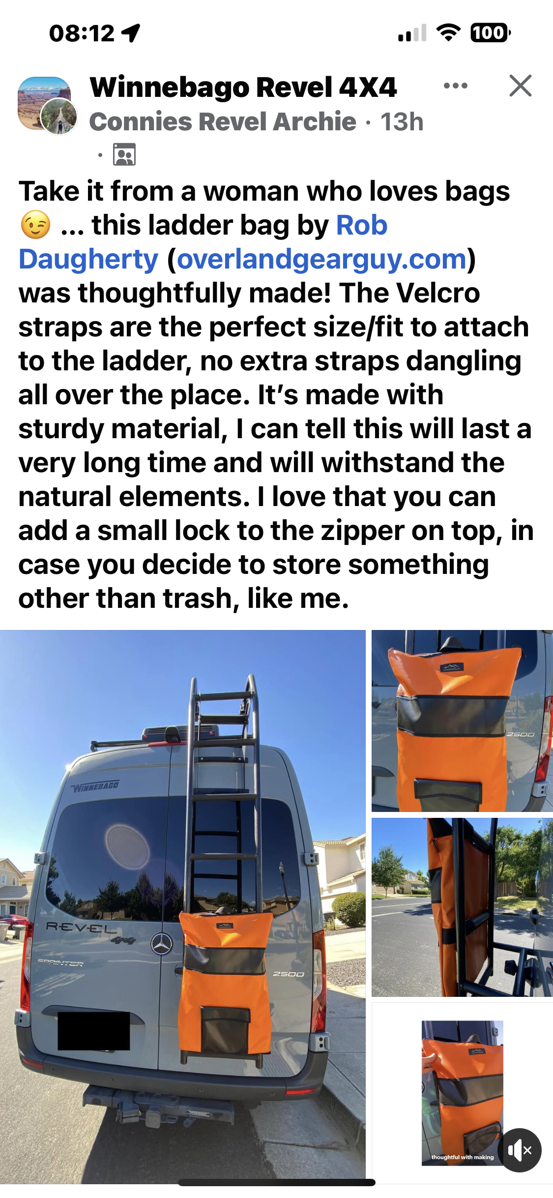 Ladder Trash Bag for Van & Vehicle Rear Ladders - 24 Inch