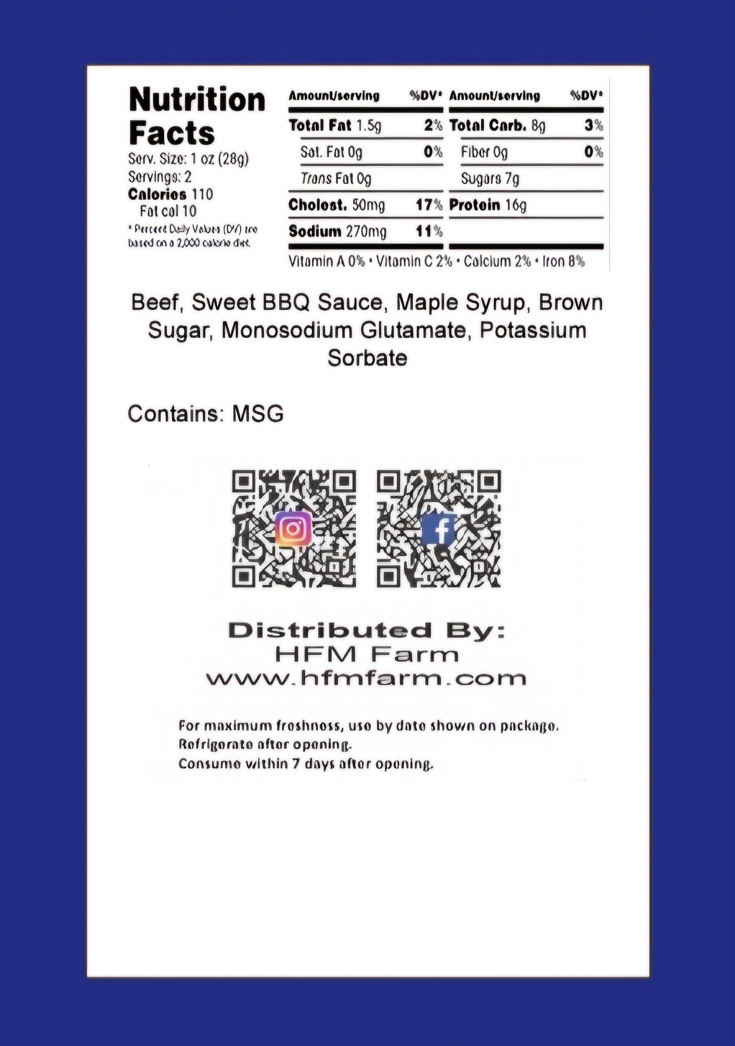 HFM Farm Southern Sweet Beef Jerky