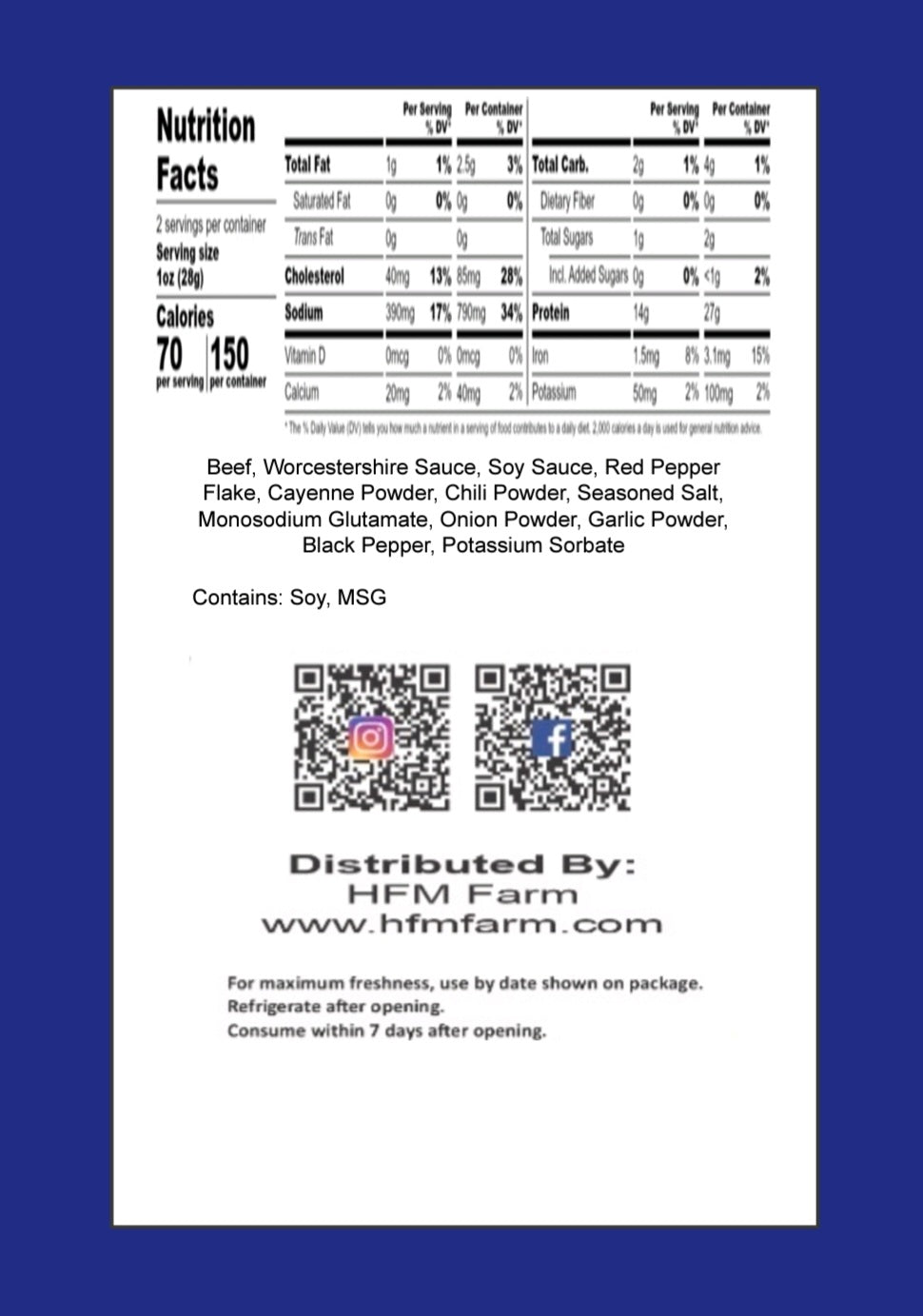 HFM Farm Spicy Monty's Original Beef Jerky