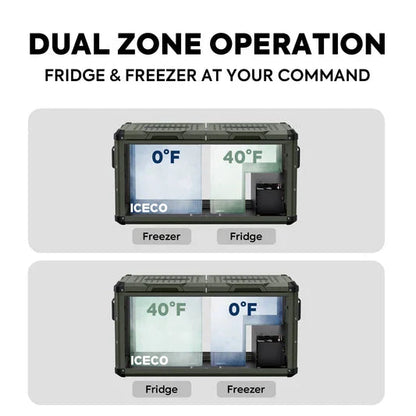 ICECO VL75 Pro Dual Zone 79QT Portable Cooler Olive