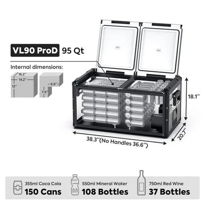 ICECO VL90 Pro Dual Zone 95QT Portable Cooler Black