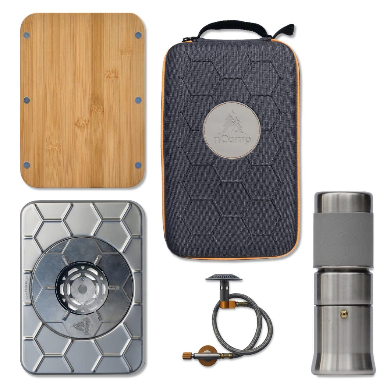 nCamp Kitchen to Go 5-Piece Bundle (Stove, Prep, Adapter, Café, Case)